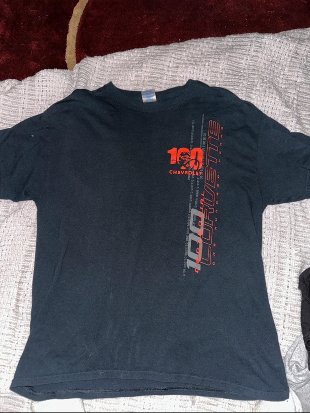 Gildan Black Short Sleeve Chevrolet 100 Graphic Tee with Red Print